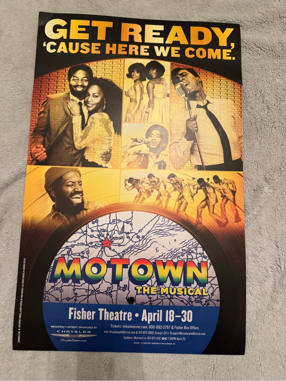 Motown The Musical Poster Detroit Fisher Theatre Broadway In Detroit April 18-30